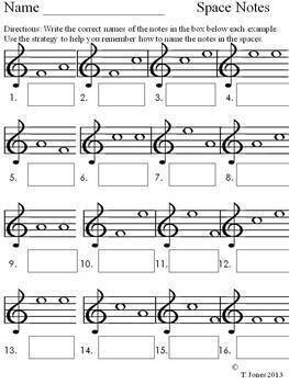Music Worksheets: Treble Clef Note Reading Lines/Spaces | TpT