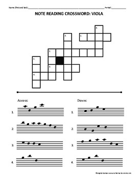 Note Reading Crossword for Violin Viola and Cello/Bass by Orchestra