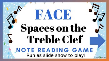 Preview of Note Reading Game For Spaces on Treble Clef FACE