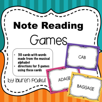 Preview of Note Reading Games - Musical Alphabet Word Cards