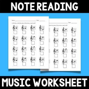 Preview of Note Reading Music Worksheet FREEBIE - Treble Clef Short Assessment