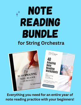 Preview of Note Reading Worksheet Bundle for String Orchestra