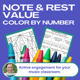 Note & Rest Value Color by Number Music Activity