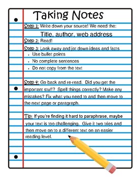 Note Taking Anchor Chart by Jennifer Longworth | TpT