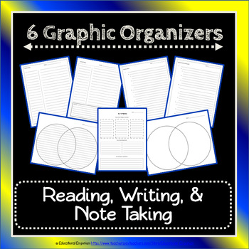 Preview of Note-Taking Bundle: Cornell, 3-2-1, Venn Diagram & Outline Organizers {EDITABLE}