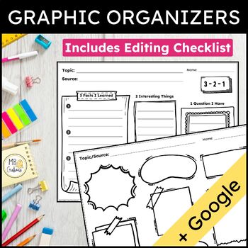 Preview of Note Taking Graphic Organizer for Google Slides & Editing Checklist Doodle Notes