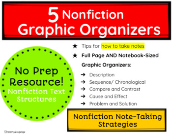 Preview of Note-Taking Graphic Organizers: Nonfiction Text Structures