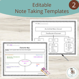 Note-Taking Journal Templates, Editable Graphic Organizers