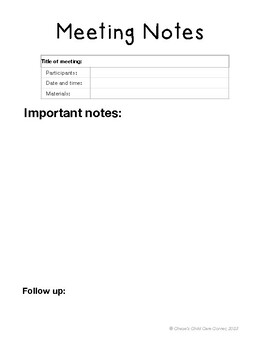 Preview of Note Taking Page - capture your thoughts on one page!