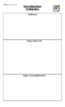 Biography Planning Sheet Worksheets Teaching Resources Tpt