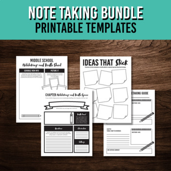 Preview of Note Taking Printable Templates Bundle | Multiple Strategies and Formats