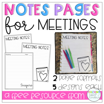 Preview of Notes Pages for Meetings Freebie