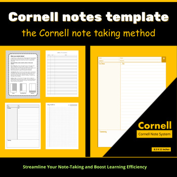 Preview of Note Taking Template - CORNELL METHOD - Table of Contents