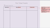 Note Taking Template- a life saver and a life skill!