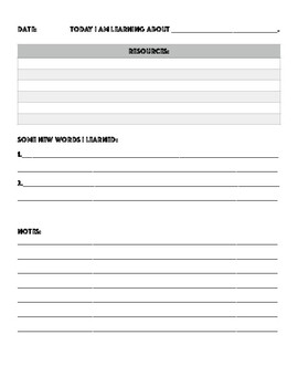 Preview of Note Taking Template for Interest-Led Learning