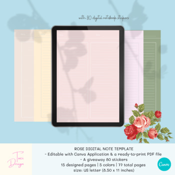 Preview of Note Taking Template, in Pastel Rose Tone