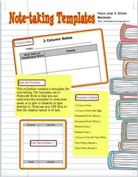 Preview of Note Taking Templates