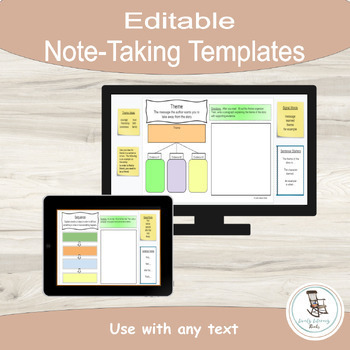 Preview of Note Taking Templates, Text Evidence Sentence Starters, PreWriting Organizers