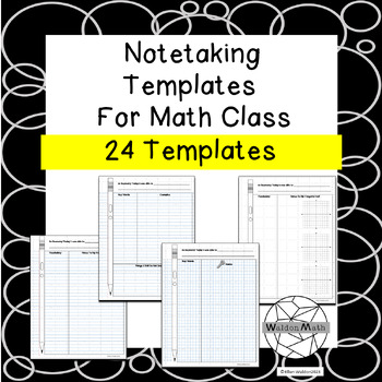 Preview of Note Taking Templates for Math-24 Templates To Choose From