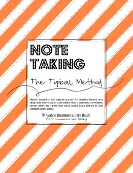 Preview of Social Studies Note Taking - (TOPICAL METHOD/Lesson Plan & Activities)