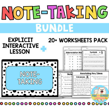 Preview of Note-Taking | Writing Revolution®  | BUNDLE worksheets + digital slides