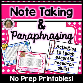 Preview of Note Taking and Paraphrasing - Research Skills