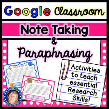 Preview of Note Taking and Paraphrasing - Research Skills - Google Slides