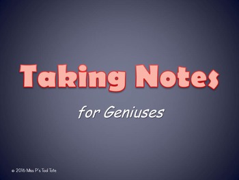 Preview of Taking Notes: for Geniuses