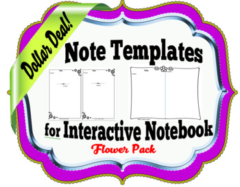 Preview of Note Templates for Interactive Notebooks- Flower Pack DOLLAR DEAL!