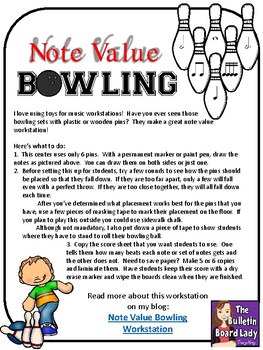 Note Value Bowling Scoring Sheet -FREEBIE by The Bulletin Board Lady