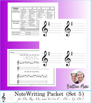 Preview of Note Writing Packet (Conversational Solfege) - Unit 5 Printables & Rubric