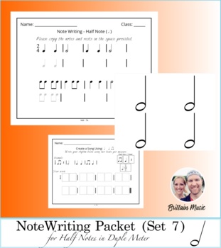 Preview of Note Writing Packet (Set 7) Half Note + Rubric and Printables