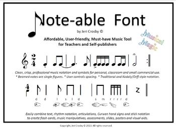 musical note fonts for word