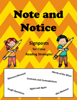 Note and Notice Signposts Close Reading by So Cool For School | TpT