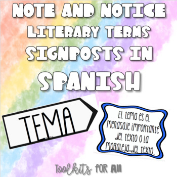 Preview of Note and Notice Signposts Literary Terms in Spanish