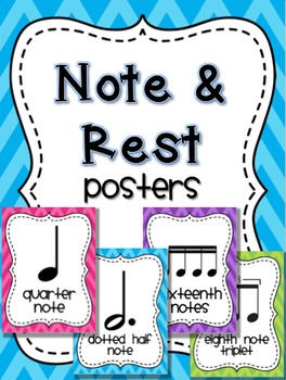 Preview of Music Note and Rest Posters - Chevron Brights