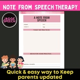 Note from speech therapy - Parent communication