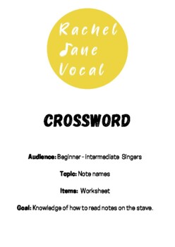 Note names crossword by Rachel Jane Vocal TPT