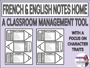 Preview of Note's Home French and English, Classroom Management, Parent Communication