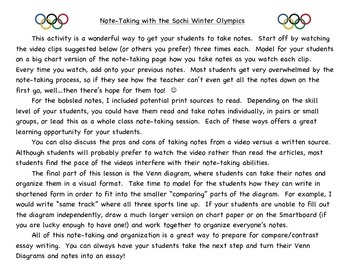 Preview of Note-taking:  Luge, Skeleton & Bobsled (Winter Olympics)