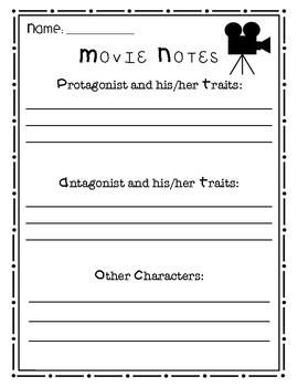 Note-taking Graphic Organizers | Recounting Books, Movies, or Passages