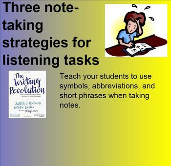 Preview of Note-Taking Strategies from the book  The Writing Revolution (Notebook 11)