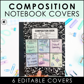 Preview of Composition Notebook Covers- Science, Math, Language Arts, & Social Studies