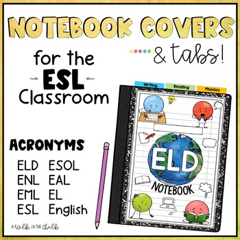 Preview of Notebook Covers and Tabs for the ESL Classroom | Back to School