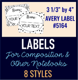 Notebook Labels in 8 Styles- 3 1/3" by 4" (Avery #5164)