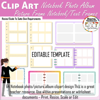 Preview of Notebook Picture Frame Clipart, Notebook Photo Clipart, Notebook Clipart