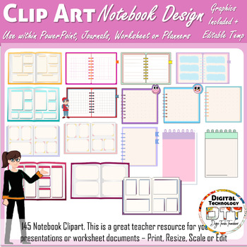 Preview of Notebook Text Frame Vector Clipart, Notebook Clipart, Text Box Clipart