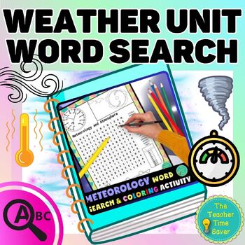 Preview of Weather & Climate Unit Word Search Coloring Activity- Earth Science