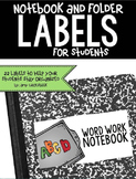 Notebook and Folder Labels for Students