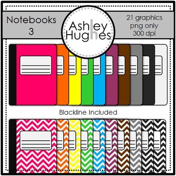 Preview of Notebooks 3 Clipart [Ashley Hughes Design]